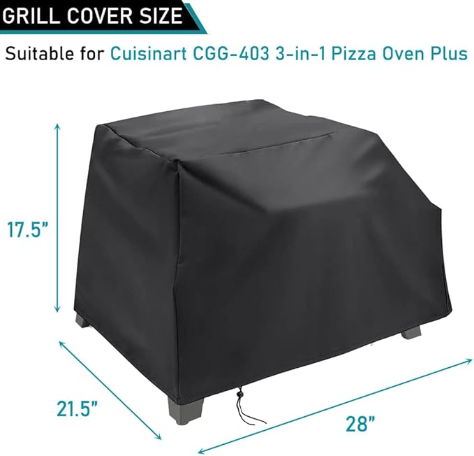 ZJYWSCH Pizza Oven Cover for Cuisinart CGG-403 3-in-1 Pizza Oven Plus Waterproof CGC-103 3 in 1 CGC-310 Cuisinart CPO-401 Outdoor Portable Pizza Oven Cover Heavy Duty