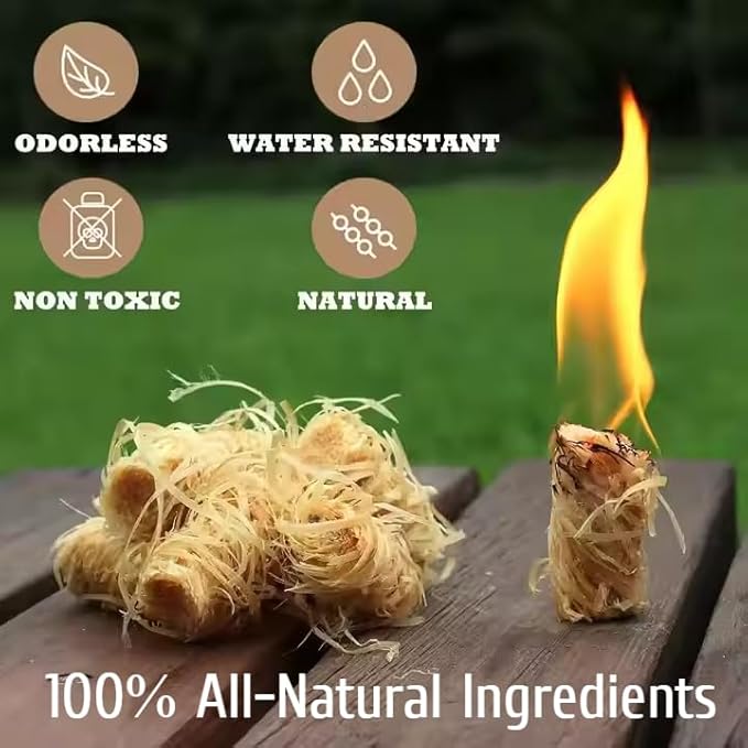 Fire Starter -Easy to Ignite, 72 pcs Odorless Natural Fire Starters for Wood Stove & Pellet, Fireplace, Indoor & Outdoor Fire Pit, Firestarter for Grill, BBQ, Campfires, Chimney Charcoal, Tumbleweed