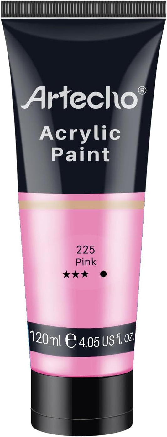 Artecho Pink Acrylic Paint, Pink Paint (120ml / 4.05oz) Tubes, Art Craft Paints for Canvas, Rock, Stone, Wood, Fabric, Art Supplies