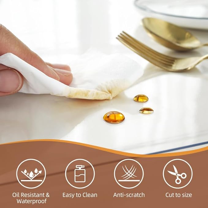 Warmstar Clear Table Cover Protector 48 x 48 Inch,1.5mm Thick Plastic Table Cover Rectangle,PVC Clear Table Protector,Desk Protector Mat for Kitchen, Dresser, Writing Desk，Dining Room Table