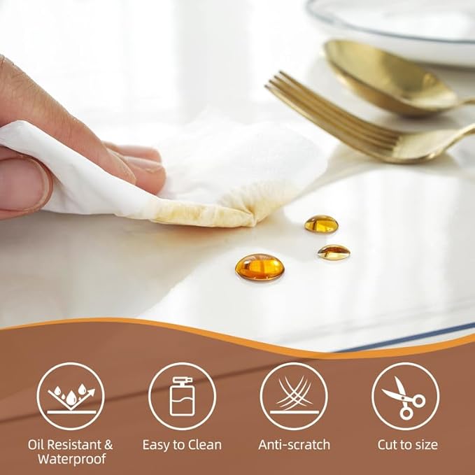 Warmstar Clear Table Cover Protector 18 x 24 Inch,1.5mm Thick Plastic Table Cover Rectangle,PVC Clear Table Protector,Desk Protector Mat for Kitchen, Dresser, Writing Desk，Dining Room Table