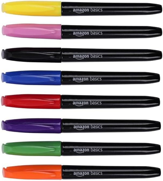 Amazon Basics Vibrant Fabric Markers, Assorted Colors, 8-Pack