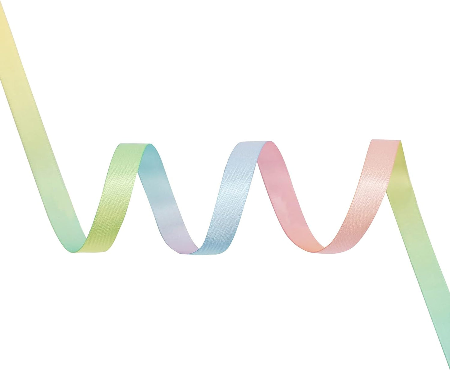 MEEDEE Pastel Rainbow Satin Ribbon - 3/8 inch Craft Gift Wrapping Wedding Pride Party Birthday Party Decoration Hair Bow - 50 Yards