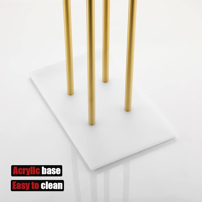 JQK Bath Towel Holder Stand Brushed Gold, 30 Inch Free Standing Double Towel Rack Shelf for Bathroom Floor, Light Gold, BTH100L30-WG