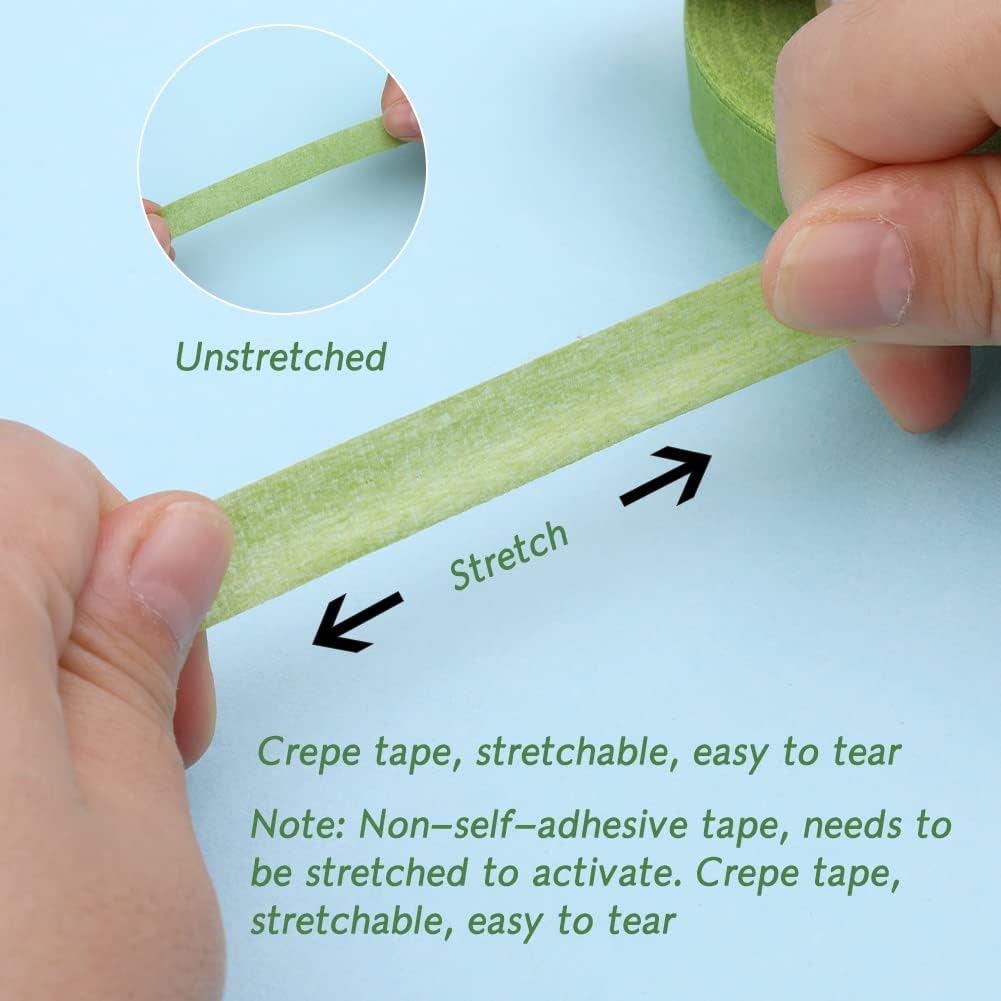 6 Rolls Floral Tape, 1/2" by 180Yard Green Floral Tape for Bouquet Stem Wrap Flower Arranging Craft Projects Corsages, Wedding Bouquet