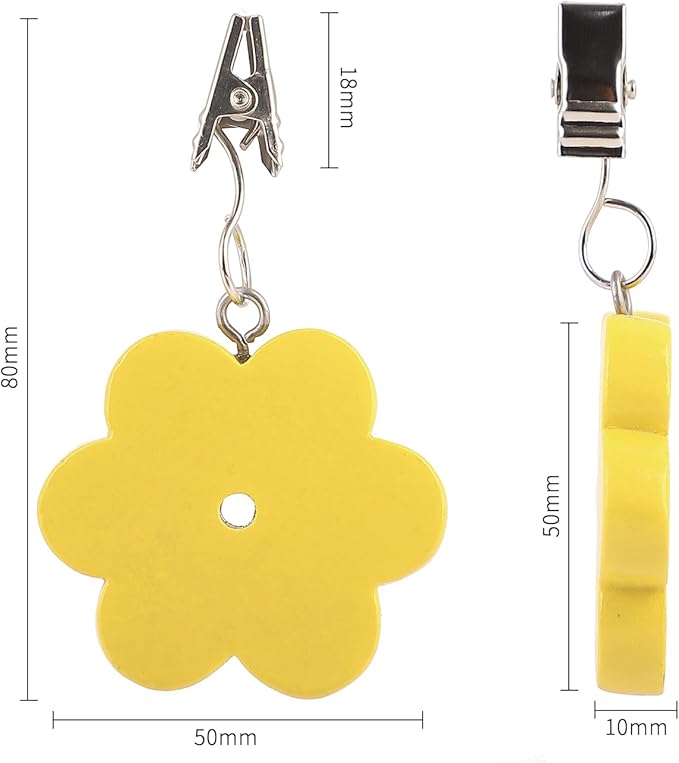 TwoFish Home Set of 4 Yellow Flower Resin Table Cover Tablecloth Weights Clips Handicraft Yellow Flower Tablecloth Clamps Pack of 4
