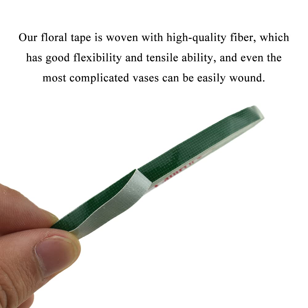 HAHIYO Green 0.25Inch Wide (200Feet/66Yard Total) 2Rolls Floral Tape Waterproof Florist Tape Flower Wrap Adhesive Waterproof Decorative Tape for Bouquet Stem Wrapping Flower Arranging and Floral Craft