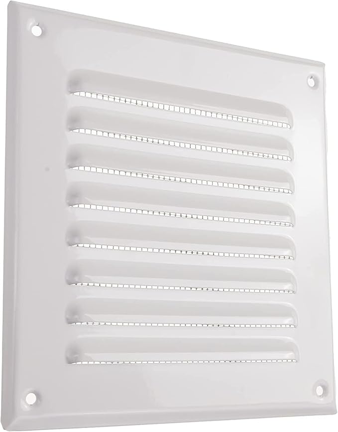 Vent Systems - 5 x 5 Inch (Inner) Pack of 10 White Metal Square Soffit Air Vent Grille Cover, Register Vent Deflector Louver Built-in Mesh HVAC for Bathroom Home Office Kitchen 6.5" x 6.5" (Outer)
