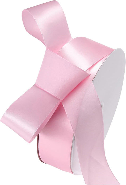 1-1/2" x 100 Yards Light Pink Polyester Satin Ribbon Single Faced Fabric Ribbons for Eternal Roses, Flower Bouquets, Gift Wrapping, Crafts, Bridal Shower, Wedding Decor