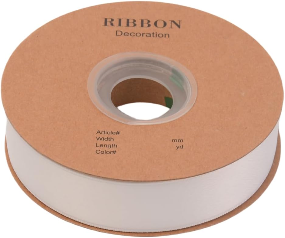 Double Side Satin Ribbon, Continuous 20 Yards,Use for Craft Bows Bouquet, Gift Wrapping, Wedding Decoration, Floral Arrangement (White, 1 inch)