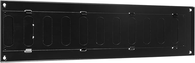 Vent Systems 16'' x 4'' Inch (Overall) Black Metal Air Vent Cover - Louvered Rectangular Return Grill with Built-in Protective Mesh Screen - HVAC Ventilation Grille for Kitchen, Bathroom, Home, Garage