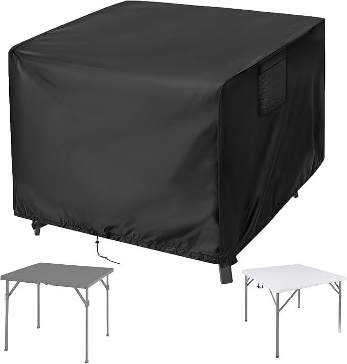 Outdoor Table Cover Square 34 inch Patio Table Cover Waterproof Patio Furniture Covers Rectangular for Outside Small Table and Chair Sets, Fire Pit, Coffee Table, Ottoman-34"L x 34"W x 28"H