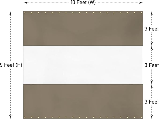 Covers & all Outdoor Clear Panel Curtain, 12 oz Vinyl Outdor Curtains for Patio, Waterproof & Weather Resistant Tarp with Brass Grommets for Pergola, Porch, Gazebos, Balcony (9’ H x 10’ W Feet, Beige)
