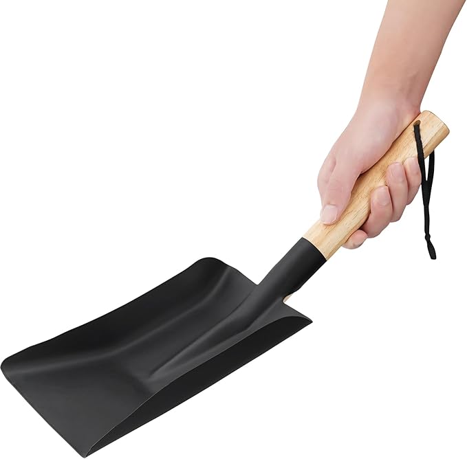 Fireplace Shovel & Brush Set, Large Ash Shovel and Hearth Brush with Wooden Handle, Fireplace Tools Set, Metal Brush Pan Set, Fireplace Tools, Firepit Tools, Fire Pit Accessories for Outside