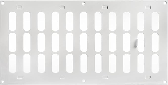Repa Market 16" x 8" Inch (Outer Dimensions) White Adjustable Air Vent Cover - Galvanized Steel HVAC Air Vent Register - Heating, Cooling Toe Kick Vent Cover - Wall, Ceiling Return, Intake Air Grille