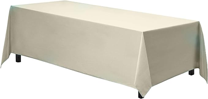 Gee Di Moda Rectangle Tablecloth - 90 x 132 Inch Ivory Table Cloth for 6 Foot Tables with Floor-Length Drop - Heavy Duty Washable Fabric for Holiday Party, Dinner, Weddings & Baby Shower