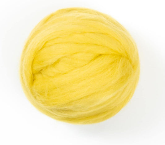 Kondoos Colored Natural Wool roving, 8 OZ. Best Wool for Needle Felting, Wet Felting, handcrafts and Spinning. (Lemon Yellow)