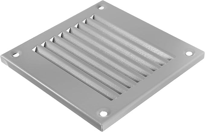 Vent Systems 4'' x 4'' Inch (Overall Dimensions) Pack of 5 - Gray Air Vent Cover - Metal Air Return Grill with Built in Guard Screen - HVAC Ducting Vent Duct Cover for Interior, Exterior Use
