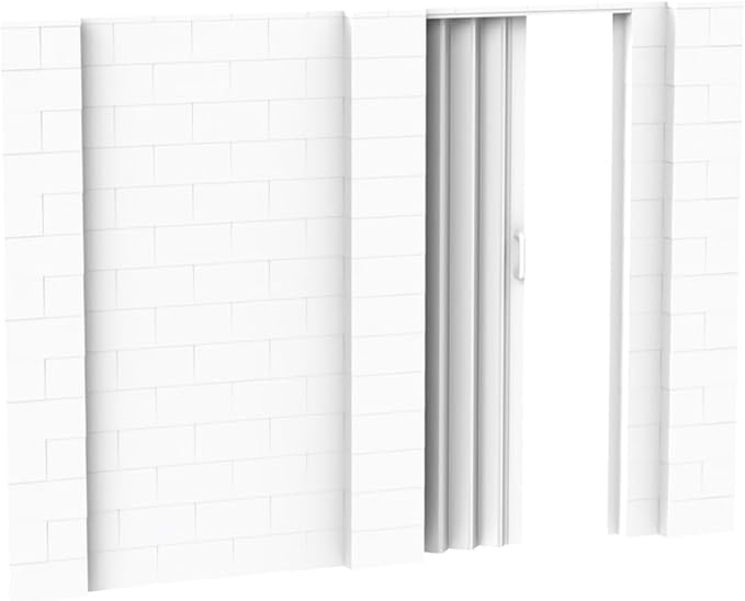 EverBlock 10’ x 7’ Wall Kit with Accordion Door | 3’ x 7’ Doorway | Modular Building Blocks | Wall Display System | Room Divider & Partition | Easy to Connect & Reuse | Indoor & Outdoor Use | White