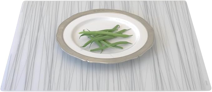 modern-twist 14 x 16 Silicone Placemat, BPA, PVC-Free Table Mat, Dishwasher Safe, Stream Print in Silver, Pack of 1