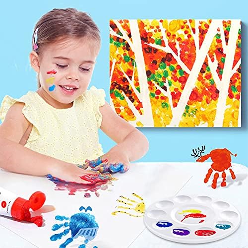 Hulameda 10pcs Paint Tray Palettes,Plastic Round Pallet for Kids or Pupils to Painting, DIY Craft at Home, Kindergarten or School