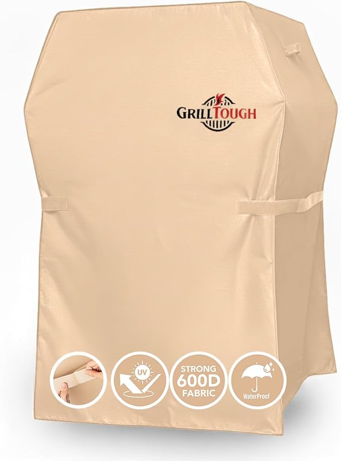 Heavy Duty BBQ Grill Cover for Outdoor Grill, 30 Inch – Waterproof, Weather Resistant, UV & Fade Resistant with Adjustable Straps – Gas Grill Cover for Weber, Genesis, Charbroil, etc. Tan