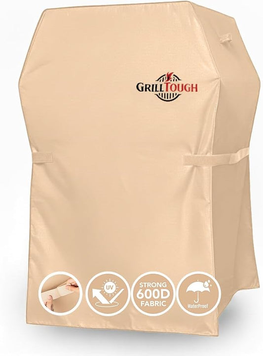 Heavy Duty BBQ Grill Cover for Outdoor Grill, 30 Inch – Waterproof, Weather Resistant, UV & Fade Resistant with Adjustable Straps – Gas Grill Cover for Weber, Genesis, Charbroil, etc. Tan