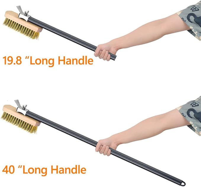 Pizza Oven Brush with Scraper Brass Bristles Pizza Brush for Pizza Oven 40.5”Pizza Stone Brush…