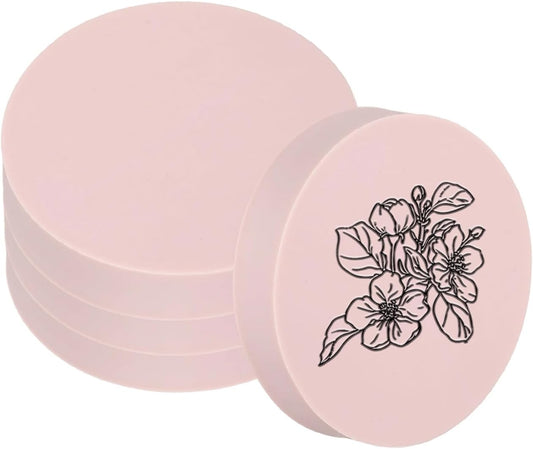 PATIKIL 4Pcs 2" Rubber Carving Blocks, Soft Linoleum Art Carving Block Round Crafts Stamp Making for Printmaking Stamps Carving Supplies, Pink