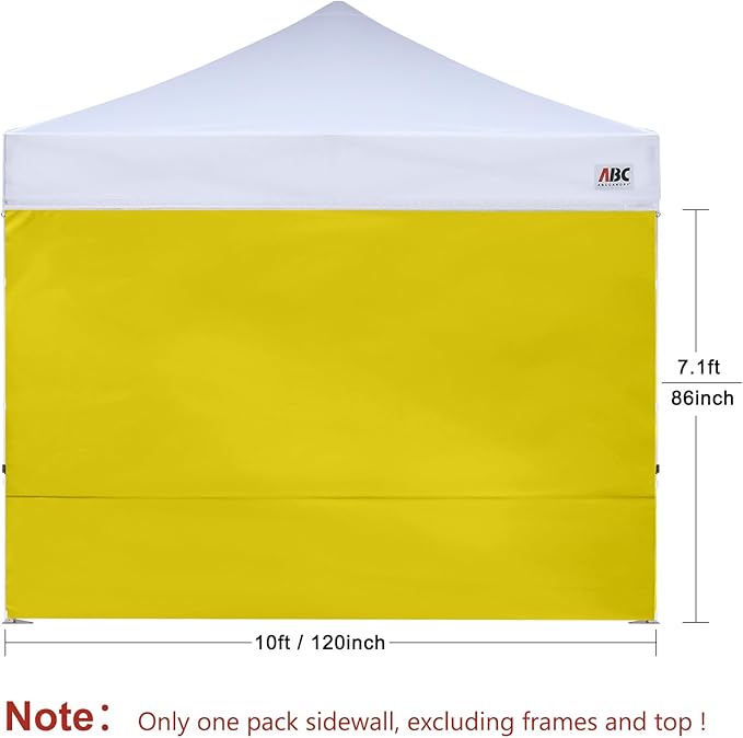 ABCCANOPY Instant Canopy SunWall 10x10 FT, 1 Pack Sidewall Only, No Frame or Top, Yellow