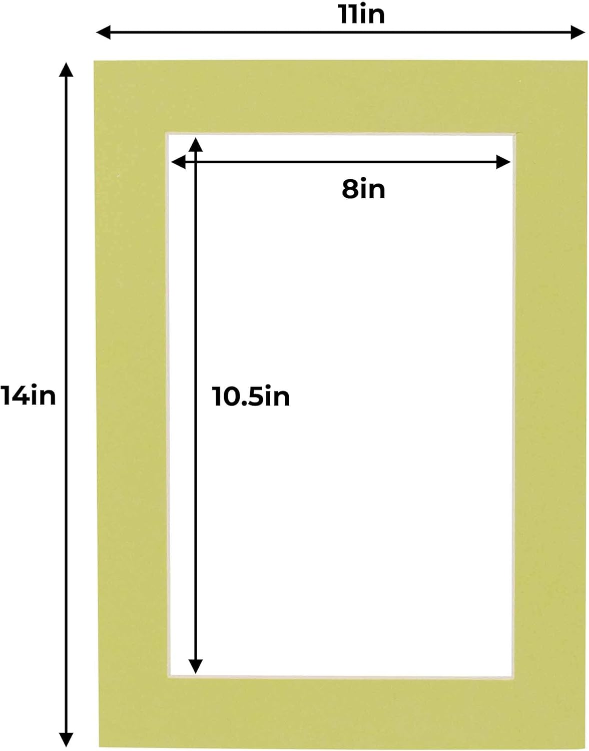 11x14 Mat for 8.5x11 Photo - Precut Pistachio Green Picture Matboard for Frames Measuring 11 x 14 Inches - Bevel Cut Matte to Display Art Measuring 8.5 x 11 Inches - Acid Free Pack of TEN MATS