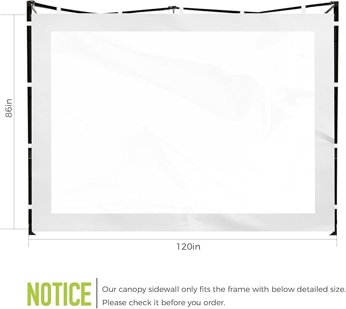 Instant Canopy Sidewalls for 10x10 Pop Up Canopy Tent, 300D Waterproof Material for Outdoor Events, Vendor Booths, and Privacy (Sidewalls Only, Canopy Not Included) (White, 10x10ft-clear Window)