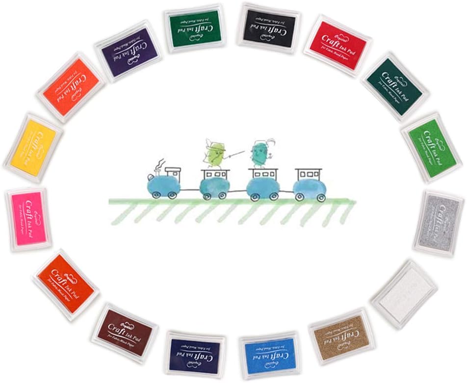 XoreArt Finger Ink Pads for Kids Washable Craft Ink Stamp Pads, 16 Color DIY for Rubber Stamps, Paper, Scrapbooking, Wood Fabric, Best Gift for Kids