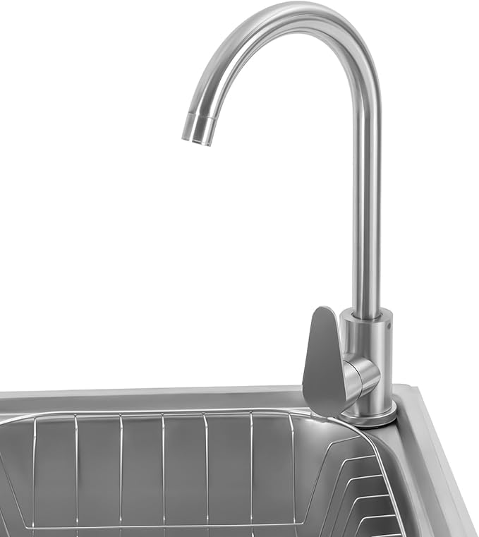 Stainless Steel Utility Sink Single Bowl Freestanding Laundry Sink with Rotating Faucet Portable Outdoor Single Basin Prep Sink Commercial Restaurant Sink for Kitchen