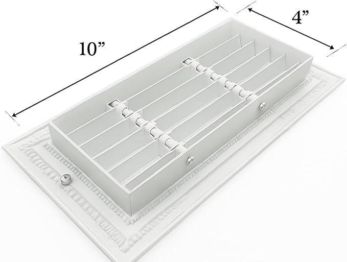 Premium 10" X 4" [Duct Opening] Linear Aluminum Bar Return Air Grille - White - White [Outer Dimensions: 12" W x 6" H] – for Ceiling, Wall Use