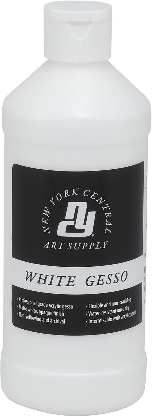 Acrylic Gesso - White Professional Grade Gesso for Painting, Acrylic, Oil, Pastels, & More! - 16 oz Bottle