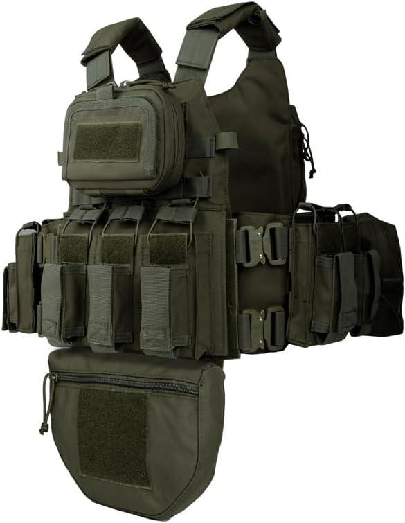 BOMTURN Great Tactical Outdoor Vest for Men Multifunctional Modular Molle Vest with Metal Buckles