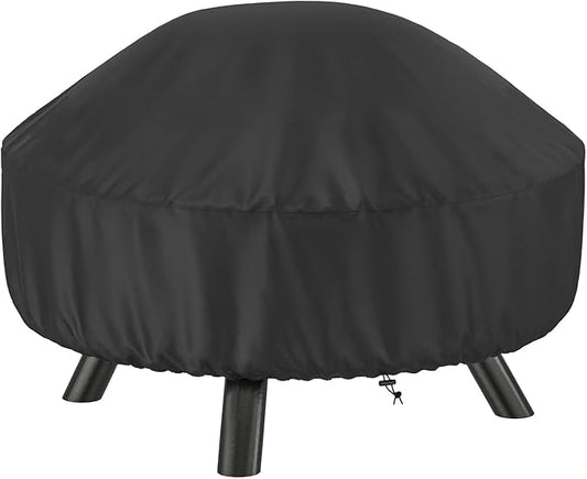 SHINESTAR Fire Pit Cover Round 32 In, Outdoor Fire Pit Cover for 22-32 Inches Fire Pits, Windproof Drawstring & Waterproof Layer, Black