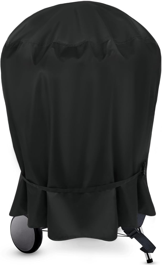 NettyPro Grill Cover for Charcoal Kettle Grill 22 inch, Heavy Duty Waterproof Outdoor Round Smoker Cover, 27" W x 25" D x 35" H, Black