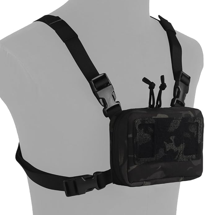 FoldPanel Tactical Chest Vest Pouch Set, Chest Rig Phone Mount as 4.7-6.7" Phone Plate Carrier Accessory with Pouch Cover