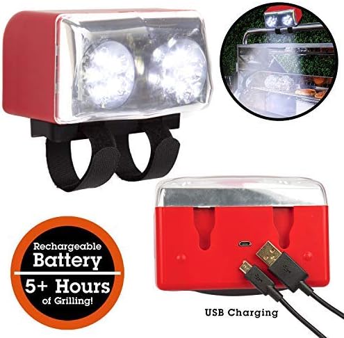 Camerons Rechargeable BBQ Grill Light - 10 Bright LED Bulbs, Adjustable Straps, Heat Resistant, Weatherproof, Long Lasting Battery