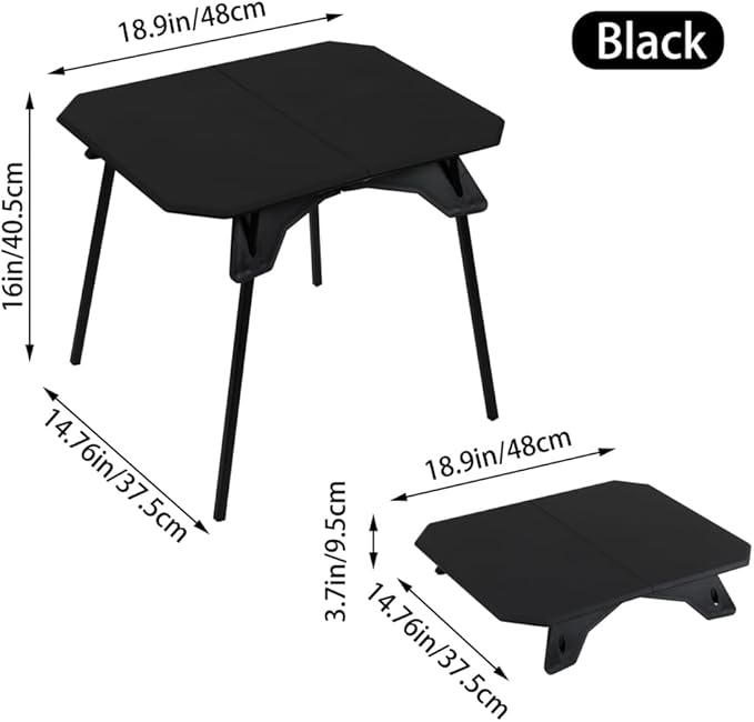 Folding Camping Table,Outdoor Small Portable Aluminum Camp Table with Backpacking Carrying Bag for Camping Beach Picnic Grilling Hiking FishingTravel (Black)