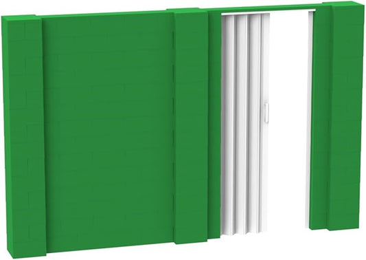 EverBlock 11’ x 7’ Wall Kit with Accordion Door | 3’ x 7’ Doorway | Modular Building Blocks | Wall Display System | Room Divider & Partition | Easy to Connect & Reuse | Indoor & Outdoor Use | Green