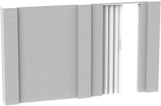 EverBlock 12’ x 7’ Wall Kit with Accordion Door | 3’ x 7’ Doorway | Modular Building Blocks | Wall Display System | Room Divider & Partition | Connect & Reuse | Indoor & Outdoor Use | Translucent