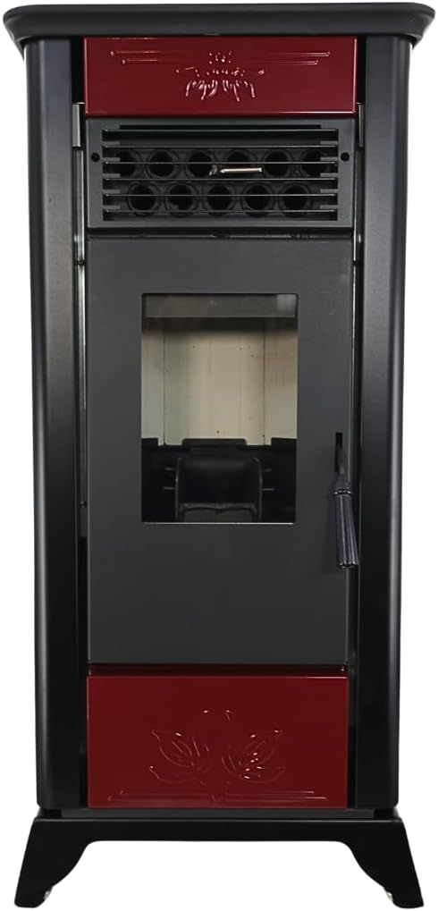 Freedom Stoves Independence PS21 Pellet Stove: Freestanding Heater with Battery Backup & Wi-Fi, Heats up to 1800 sq ft, Red Vintage Edition