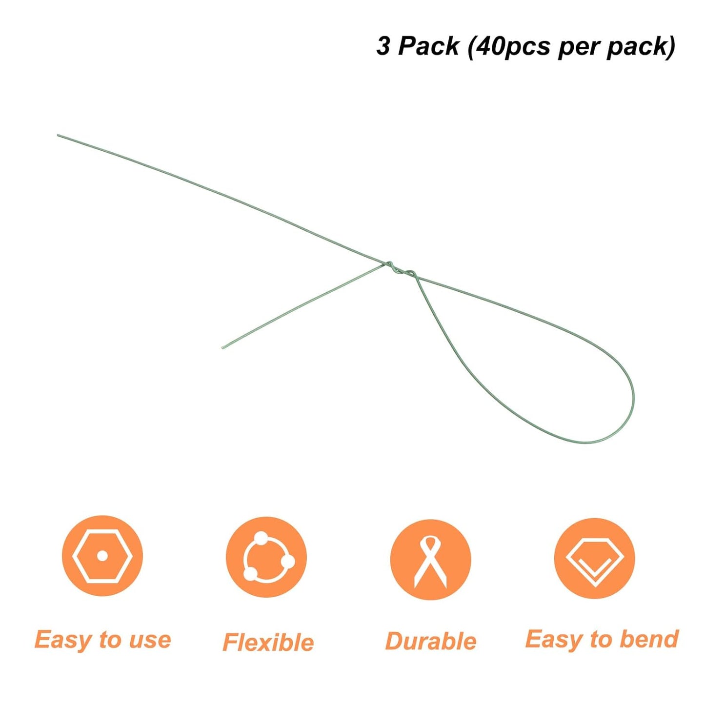 PATIKIL 32 Inch 24 Gauge Floral Stem Wire, 3 Pack/120 Pieces Bouquet Stem Paper Wrapped for DIY Crafts Flower Arrangements, Green