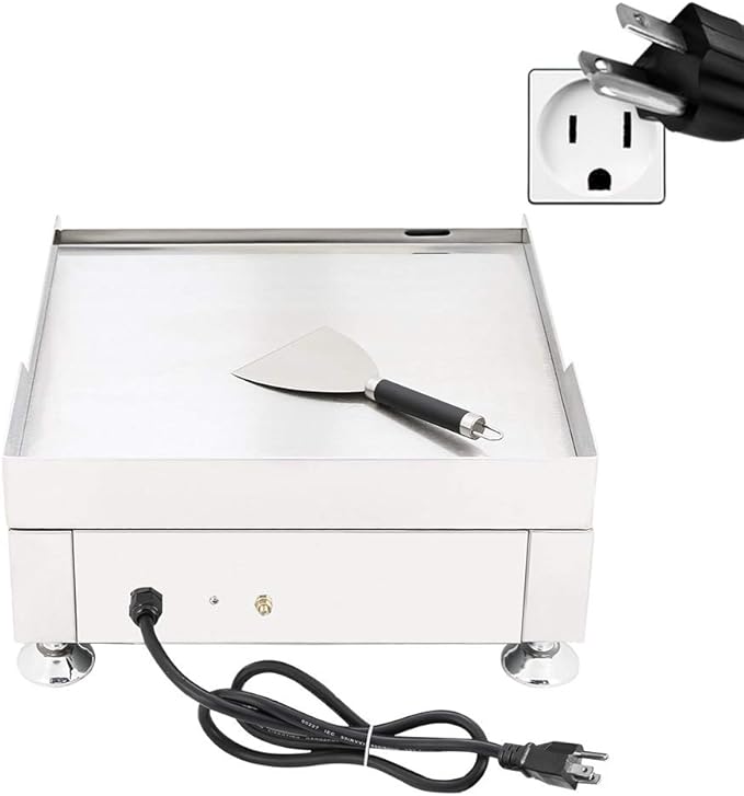 ALDKitchen Flat Top Griddle | Teppanyaki Grill with Dual Thermostat | No plug | 110V (16.00’ x 18.00’)