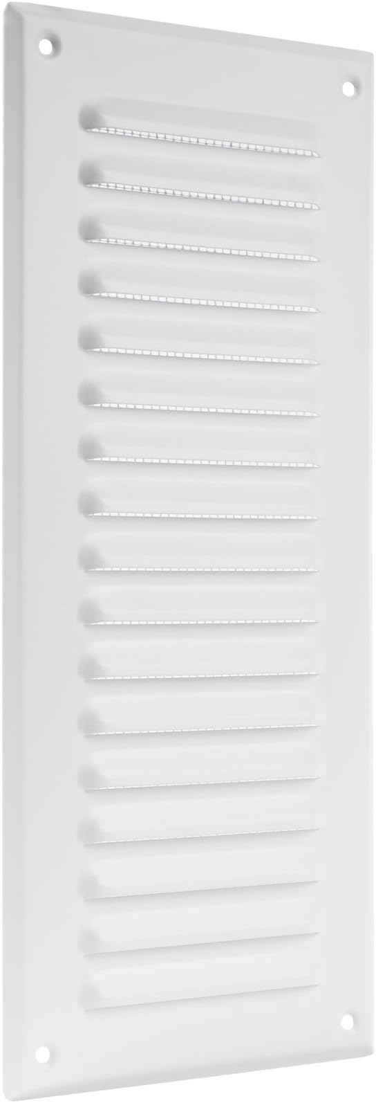 Vent Systems – 3.35 x 9.84 Inch (Inner) White Metal Rectangular Soffit Air Vent Grille Cover, Register Vent Deflector Louver Built-in Mesh HVAC For Bathroom Home Office Kitchen 4.92" x 11.61" (Outer)