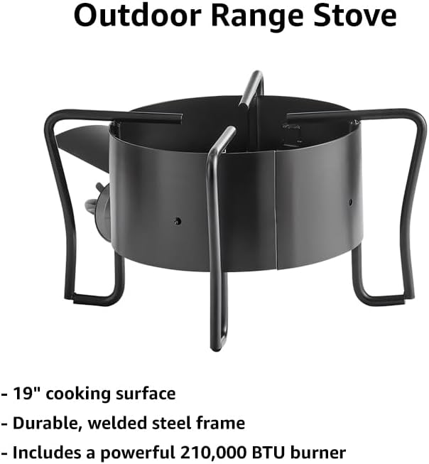 Portable Gas Stove with Hose Guard, Steel Heavy Duty Single Burner Outdoor Patio Stove, Tank Cooker Perfect for Deep Frying or Steaming, Turkey Fry, Catered Events, Camping, Range - 210,000 BTU