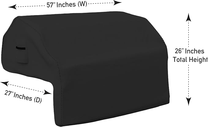 Covers & all Built-in Outdoor Grill Cover, Durable Heavy Duty 18 Oz Waterproof Cover Tuff Material with Air Pocket & Elastic for Snug Fit (57" W x 27" D x 26" H inches, Black)